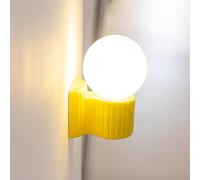 OZBMA Applique Murale en céramique élégante, luminaire décoratif d'intérieur avec Abat-Jour Globe en Verre Blanc Laiteux, Lampe crème de Style Japonais Bauhaus pour Chambre à Coucher, café, G4 ()
