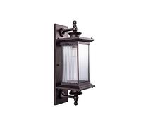 OZBMA Applique Murale extérieure carrée E27 en Aluminium Marron avec Abat-Jour en Verre rayé, étanche IP54, idéale pour Porche, Villa, terrasse, Balcon ou Porte de Style Chinois.