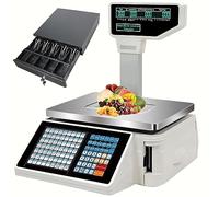 OZBMA Balance numérique de Pesage et de Prix, imprimante Thermique de Codes-Barres, écran LCD, pour supermarchés, magasins et entrepôts, Ma (Machine + Caisse)