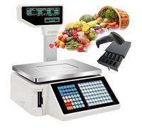 OZBMA Balance numérique Professionnelle avec imprimante Thermique et Affichage électronique du Poids sur Poteau, pour Commerce de détail Alimentaire et supermarché (30 kg-B (15 kg B))