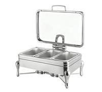 OZBMA Chafing Dish pour Buffet, Ensemble de Chauffe-Plats en Acier Inoxydable avec Couvercle, Plateau de présentation pour Condiments pour réceptions à Domicile (Argent-A, 10 cm/3 Compartiments)