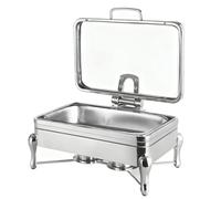 OZBMA Chafing Dish pour Buffet, Ensemble de Chauffe-Plats en Acier Inoxydable avec Couvercle, Plateau de présentation pour Condiments pour réceptions à Domicile (Argent-A, 10 cm/1 Compartiment)