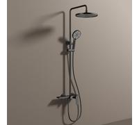 OZBMA Douche thermostatique, Ensemble mitigeur de Douche Effet Pluie, poignée Unique 3 Modes, Fixation Murale pour Salle de Bain, Gris (Noir) (Noir A)