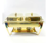 OZBMA Ensemble de Buffet Chafing Dish doré, Chauffe-Plats de 9 litres en Acier Inoxydable avec Support pour Combustible et bac à Eau, idéal pour Les banquets, Les réceptions et Les Mariages.