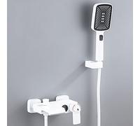 OZBMA Ensemble de Douche Gris Anthracite à température constante, Affichage numérique Simple, Robinet mitigeur de Baignoire en cuivre sous Pression, mitigeur de Baignoire, Blanc