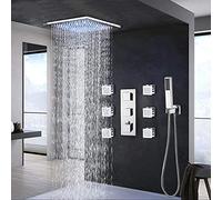 OZBMA Ensemble de Douche, Robinet thermostatique de Salle de Bain chromé avec éclairage LED Effet Pluie, Robinet de Baignoire - 30 cm (Couleur : Ensemble de 25 cm) (Ensemble de Douche de 20 cm)