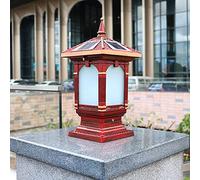 OZBMA Lampadaire Solaire LED à 3 Couleurs, éclairage de Cour de Villa, luminaire de Colonne, Lanterne décorative Murale extérieure étanche, pour Jardin, lampadaire de pelouse (doré et Rouge)