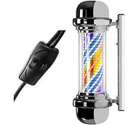 OZBMA Lanterne Solaire extérieure Durable, enseigne Lumineuse LED rotative pour barbier, Rayures Rouges, Blanches et Bleues, étanche, Grande Taille (75 cm), très Lumineuse, Fixation Murale.
