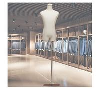 OZBMA Mannequin de Couture Homme, Mannequin de Couture à Demi-échelle avec Base carrée en Fer, réglable pour vitrine, 3 pièces, Noir (Argent)