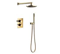 OZBMA Mitigeur de Douche, Ensemble en Laiton Massif doré, Robinet thermostatique Intelligent pour Salle de Bain, 20-40 cm (8-16 Pouces).