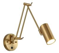 OZBME Applique Murale à Bras articulé réglable avec Interrupteur E27, pour tête de lit de Cuisine (dorée, 40 cm)