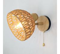 OZBME Applique Murale bohème avec Interrupteur à Tirette, câblée, Style Ferme tressé à la Main, luminaire d'intérieur pour Chambre, Chevet, Salon ou Couloir.