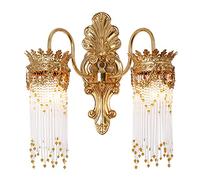 OZBME Applique Murale décorative à Double tête en cuivre et Cristal, de Style européen Moderne, idéale pour Le Salon, la Chambre ou la Table de Chevet.