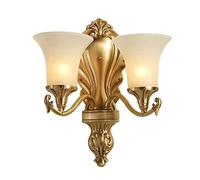 OZBME Applique Murale Double tête en cuivre, Style rétro Chinois, pour Salon ou Couloir, avec Lanterne en Verre doré.