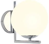 OZBME Applique Murale en Fer et métal avec Boule de Verre Blanc Mat, Globe du Milieu du siècle, luminaire de Chevet de Chambre à Coucher (Chrome)