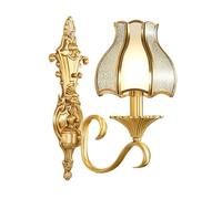 OZBME Applique Murale en Laiton Antique, Lampe Vintage dorée avec Abat-Jour en Verre pour Salon ou Couloir, Douille E14, luminaire rétro pour Chambre ou Chevet (B 1 lumière)