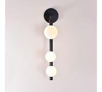 OZBME Applique Murale Globe, Lampe de Style Century, Abat-Jour en Verre Blanc G9, Lampe décorative pour Salon, Chambre ou Chevet, 3 lumières/Noir (Noir)