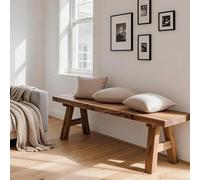 OZBME Banc Rustique en chêne Massif et Tabouret à Chaussures pour entrée, Cuisine, Salle à Manger, Bar à Petit-déjeuner, Salon (120 x 26 45 cm), Meuble Polyvalent, décoration d'intérieur ()