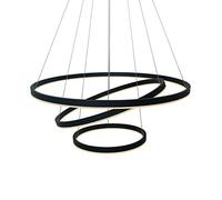 OZBME Lustre Circulaire LED, Suspension Moderne à 3 Anneaux en Acrylique réglable pour Salon, Salle à Manger, Restaurant ou Plafond (Noir Chaud 20 40 60 cm)