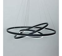 OZBME Lustre Circulaire LED, Suspension Moderne à 3 Anneaux en Acrylique réglable pour Salon, Salle à Manger, Restaurant ou Plafond (Noir et Blanc, 40, 60 ou 80 cm)