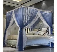 OZBME Moustiquaire, Rideau de lit élégant Princess à Quatre poteaux d'angle, Installation Facile pour la Chambre et Les Voyages (Bleu Clair 200 x 220 cm) (Bleu Clair 200 x 220 cm)