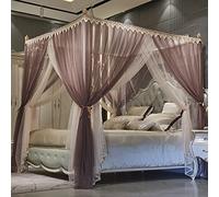 OZBME Moustiquaire, Rideau de lit élégant Princess à Quatre poteaux d'angle, Installation Facile pour la Chambre et Les Voyages (Bleu Clair 200 x 220 cm) (Violet 180 x 200 cm)