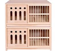 OZBME Nichoir Semi-occultant pour Pigeons, Cage avec bac à excréments, Porte coulissante pour Oiseaux nicheurs, boîte d'accouplement en pin Durable (Naturel x 2, 70 x 40 cm)