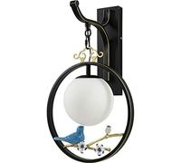 OZBME Nouvelle Lanterne Murale créative en Fer forgé et céramique de Style Chinois Simple, ornée de Fleurs et d'oiseaux (B) (A)