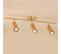 OZBME Spot LED Fixe sur Rail, éclairage de Plafond, orientable à 360° et 180°, Lampe d'accentuation, Spots directionnels, Luxe (Bois 6000k 3 lumières)