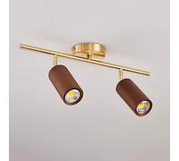 OZBME Spot LED Fixe sur Rail, plafonnier orientable à 360° + 180°, éclairage d'accentuation, Spots directionnels, Finition Luxe (Noyer 3000K, 2 Spots)