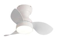 OZBME Ventilateur de Plafond 55 cm avec éclairage, réversible, 3 pales, Silencieux, avec télécommande, 6 Vitesses, Moderne, Intelligent, Montage encastré pour Chambre à Coucher, Bois Blanc (Blanc)