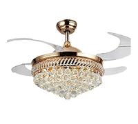 OZBME Ventilateur de Plafond avec lumières, Ventilateurs en Cristal Modernes, lumière rétractable, Lampe Suspendue silencieuse pour Salon, Cuisine, Chambre à Coucher, Bureau