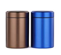 OZCHIN Lot de 2 bocaux de rangement portables en aluminium hermétiques et anti-odeurs pour épices, café et thé (bleu + marron, 50 ml)