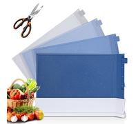 OZD Lot de 4 Planche a Decouper Index - Planche à Découper Plastique de Cuisine avec Support de Rangement pour Viande, Légumes, Fruits, Alimentaires PP-Matériel Sans BPA - 1 Ciseaux Multifonctions