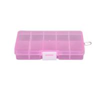 OZDTLP Boîte de rangement transparente réglable à 10 fentes for bijoux, boîte for bagues, boucles d'oreilles, pilules, perles, étui en plastique Portable, bacs voyage(Pink White Clasp)
