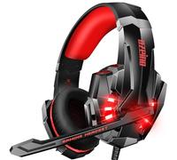 Ozeino Casque de jeu pour PC, PS4, Switch, Xbox One, son surround 3D, antibruit, avec microphone, rose