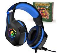 Ozeino Casque Gaming, Cadeau de Noël pour Gamers, Casque Gamer pour Micro RGB 7 Couleurs Transducteurs 50mm Stéréo Basse Micro Anti-Bruit Réglable Compatible avec Ps5 Ps4 PC Switch Xbox Series X & S