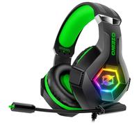 Ozeino Casque Gaming pour Ps5 PC Ps4, Casque Gamer pour Micro RGB 7 Couleurs Transducteurs 50mm Stéréo Basse Micro Anti-Bruit Réglable Compatible avec Switch Xbox Series X & S-Rouge