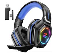 Ozeino Casque Gaming sans Fil pour PC PS5 PS4, 2.4GHz Audio sans Perte, USB & Type-C Casque de Jeu Ultra Stable avec Batterie 40 Heures pour Switch Laptop Mobile Mac(Bleu)