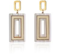 Ozel Boucles d'oreilles pendantes en bois naturel et acrylique pour femme - Bijoux géométriques - Marron, noir, rouge magent, vert olive, blanc beige, Bois Bois Acétate de cellulose Zinc et laiton