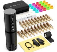 OZER Kit de stylo de tatouage, 20 cartouches et 7 encres d'entraînement | Fabriqué en alliage d'aluminium, cet ensemble de stylos de tatouage professionnel est adapté pour les amateurs de tatouage et