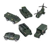 Ozgkee Véhicules Militaires Moulés sous Pression Lot de 6 Jouets de L'armée Assortis Transporter Tank Hélicoptère Voiture Blindée pour Garçons à Partir de 3 Ans