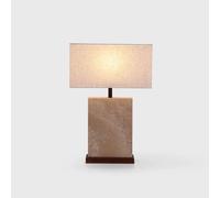 OZGSWJ Classique Vintage Bureau Bureau Lumière Sain Naturel Noyer Travertin Lampe de Bureau H 23.6" Salon Salon Maison de Thé Table Lampe Naturel E26 Villa Club Décor Luminaire