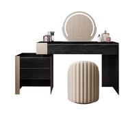 OZGSWJ Coiffeuse à Plateau Large avec Miroir, éclairage Tricolore, Miroir complémentaire Haute définition, Support en Acier au Carbone, Table de Maquillage de Grande capacité