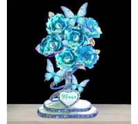 Ozinna Chaque rose contient un morceau de votre cœur, plaque acrylique 3D effet fleur avec le nom de l'enfant, plaque acrylique personnalisée en forme de maman sur mesure, cadeau de jardin pour maman