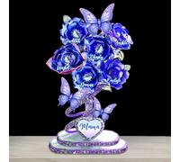 Ozinna Chaque rose contient un morceau de votre cœur, plaque acrylique 3D effet fleur avec le nom de l'enfant, plaque acrylique personnalisée en forme de maman sur mesure, cadeau de jardin pour maman