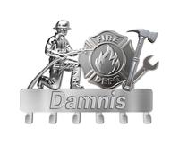 Ozinna Crochets muraux personnalisés en métal avec nom personnalisé pour clés de pompier, crochets à suspendre pour entrée, salle de bain, porte, nouvelle maison (pompier 1)