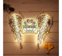 Ozinna Personnalisée Chien Patte Lampe PersonnaliséE Ampe de Nuit en Acrylique DéCorée D'une Photo de Chien Cadeaux ComméMoratifs Pour les Amoureux des Chiens(Aile D'ange)