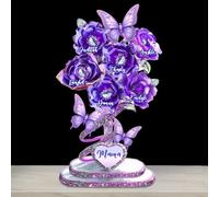 Ozinna Plaque en acrylique à effet 3D avec nom de l'enfant - Inscription « Each rose holds a piece of your heart » - Cadeau de jardin pour maman, grand-mère pour la fête des mères et les anniversaires