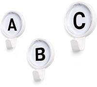 Ozio ABC - Porte-manteau mural avec lettres, patère design, crochets colorés pour vêtements, porte-manteau enfant - Blanc - Pack combo de 3